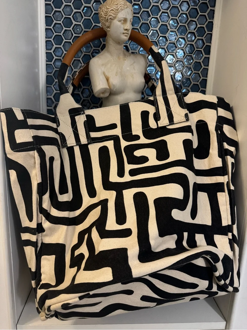 Ubuntu Life Black & Cream Canvas Tote and Dust Bag
